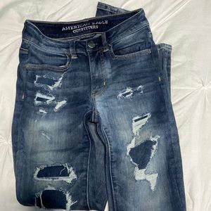 American Eagle distressed high rise super stretch jeans or jeggings